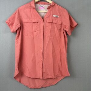 Habit UPF 40+ Fishing Shirt Womens M Medium Coral Vented Short Sleeve Button